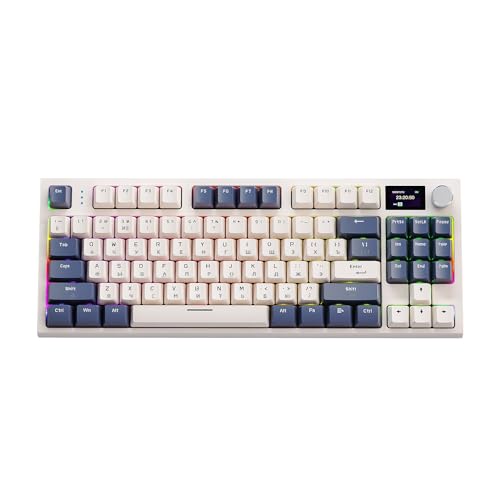 Bigway ATTACK SHARK K86 ゲーミングキーボード メカニカルキーボード 3接続モード 2.4G / Bluetooth5.1 / USB-C TFTカラースクリーンノブ シロナガスクジラ軸 GASKET構造 日本語マニュアル TKLレイアウト 86キー Win/Mac用 (タイムマシン)