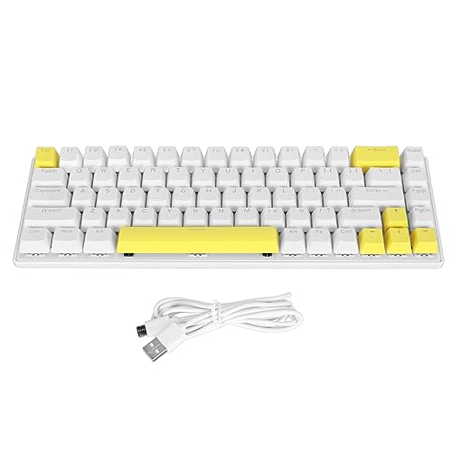 Vikye メカニカルゲーミングキーボード、RGBバックライトコンパクト68キーミニ有線オフィスキーボード、ブルースイッチ付き、AndroidPCラップトップ用Windowsに適しています(ホワイト Vikyemgep0t1szh-14