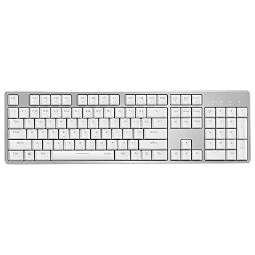 LiuPinp メカニカルゲーミングキーボード オフィスや家庭に適した充電式のBluetoothワイヤレス有線バックライト付き104Keysオフィス機械 ゲーミングキーボード (色 : 白, サイズ : ワンサイズ)