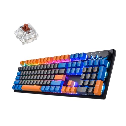 i-rocks iRocks K74R ワイヤレス RGB イルミネーション メカニカル ゲーミングキーボード ホットスワップ対応スイッチ フローティングデザイン PBT 107キー NKRO 取り外し可能なUSB-Cケーブル - 真夏のブラック(ブラウンスイッチ)
