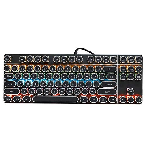 Heayzoki ゲーミングキーボード ゲーミングメカニカルキーボード RGB パンクメカニカルキーボード ヴィンテージラウンドキャップ付き PUBGゲームインターネットカフェコンピュータ用 プラグアンドプレイ ブラック Heayzokikmrt98vgzu6352