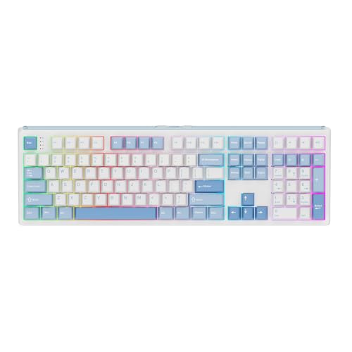 MechLands x EPOMAKER TH108 フルサイズメカニカルキーボード 108キーワイヤレスゲーミングキーボード 8000mAhバッテリー クリーミーガスケット ホットスワップ カスタムドライバー RGBバックライト (Black, Sea Salt Silent Switch)