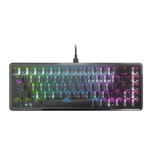 TURTLE BEACH Vulcan II Mini 65% 光学式ゲーミングキーボード - カスタマイズ可能なRGBイルミネーション、取り外し可能なケーブル、ボタンデュプリケーター、オンボードプロファイル、アルミニウムプレート、200Mキーストローク耐久性 - ブラック TBK-3001-01-US