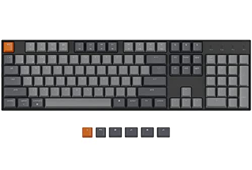 Keychron K10 Wireless Mechanical Gaming Keyboard, Hot-Swappable 104 Keys Full Size Gateron G Pro Brown Switch, White LED Backlight USB-C Wired Bluetooth Professional Office Keyboard for Mac/Windows HS-K10G