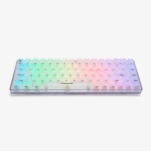Higround Crystal Opal Basecamp 65%メカニカルUSB有線ゲーミングキーボード ホワイトフレームスイッチ プログラム可能なRGB 透明/半透明 ホットスワップ可能 ディープソック クリーミーなサウンドPCキーボード HG65V1-BCWFWFUS