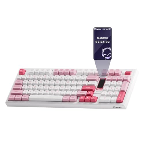 AKKO ワイヤレスゲーミングキーボード 画面付き Prunus Lannesianaホットスワップ可能 フルサイズメカニカルキーボード スクロールホイール付き ナンバーパッド RGBガスケットキーボード ピアノプレルーブスイッチ 5098B