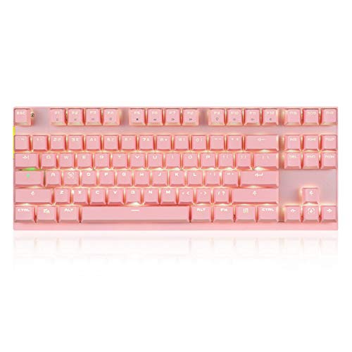 ZhaoGangLi ゲーミングキーボード87キーブルースイッチメカニカルキーボード2.4Gゲーミングキーボード内蔵充電式バッテリーパネル（デスクトップ/ラップトップ用）（ブラック）仕事用 ゲーム用 Windows Mac OS対応 在宅勤務 (Size:One Size; Color:Red/Pink) M8063TQBSZ4