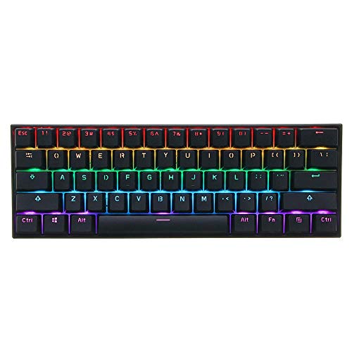 LinLong キーボード 4.0型-C RGBメカニカルゲーミングキーボードの60％NKROブルートゥースブラックレッド/ブルー/ブラウンスイッチ (Color : Black, Size : Blue Switch)