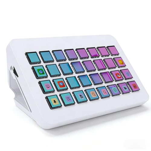 Dpofirs マクロキーパッド、ストリームコントローラーデッキゲーミングストリーミングショートカットキーボード、32個のプログラム可能な、カスタマイズ可能なビジュアルAIパッド (白) Dp20a6mu875o-12