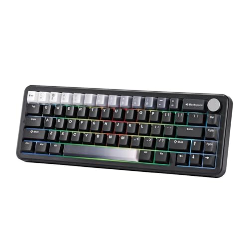 UPaYmbAcf トライモードワイヤレスメカニカルゲーミングキーボードホットスワップ可能ガスケットマウントピンクと互換性あり(Black) UPaYmbAcf124