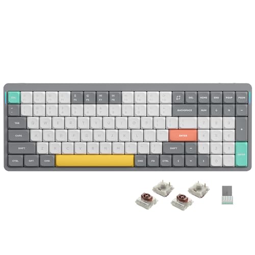 NuPhy Air96 V2 ワイヤレスメカニカルキーボード、100キーゲーミングキーボード、Bluetooth 5.1、2.4G、有線接続をサポート、PC/ラップトップ/Windows/Mac用 (ブラック, Gateron Wisteria)