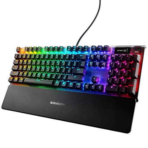 steelseries Apex 7 Mechanical Gaming Keyboard – OLED Smart Display – USB Passthrough and Media Controls – Linear and Quiet – RGB Backlit (Red Switch)