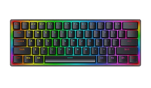 REDRAGON 60%キーボード メカニカル ミニ有線ゲーミングキーボード コンパクト60%キーボード RGBバックライトホットスワップ可能 レッドスイッチ Windows ノートパソコン PC Mac用 K642 ブラック 透明 K642W-RGB