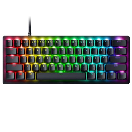 Razer Huntsman V3 Pro Mini 60% esportsゲーミングキーボード:アナログオプティカルスイッチ-Razerスナップタップ-ラピッドトリガー-調整可能なアクチュエーション-デュアルパーパスModキー-ダブルショットPBTキーキャップ-ブラック RZ03-04990200-R3U1