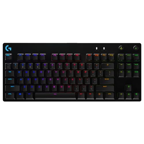 Logitech G ロジクール G PRO TKL メカニカル ゲーミングキーボード GX Blue Clicky Key Switch LIGHTSYNC RGB ポータブルテンキーレスデザイン eスポーツゲーム用 取り外し可能なマイクロUSBケーブル、QWERTY UKレイアウト - ブラック