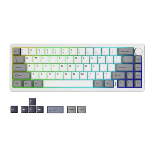UPaYmbAcf ホワイトアルミメカニカルキーボード AL65 QMK VIA カスタムワイヤレスゲーミングホットスワップ RGB バックライトコンピュータと互換性(White) UPaYmbAcf124