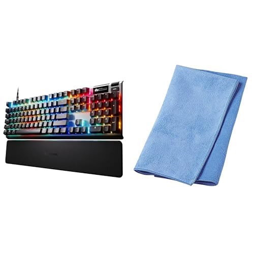 SteelSeries 【公式セット品】SteelSeries ラピッドタップ ラピッドトリガー ゲーミングキーボード 有線 日本語配列 防音設計 磁気ホール効果センサー OmniPointスイッチ 有機ELディスプレイ搭載 Apex Pro Gen 3 JP ブラック フルサイズ 64665 サンワサプライ クリーニングクロス
