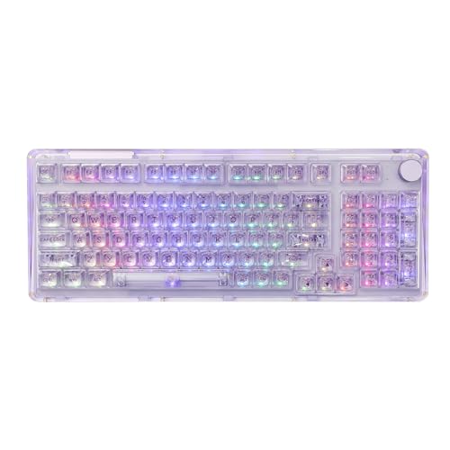 KiiBoom Phantom 98 ホットスワップ対応 クリスタルガスケットマウントメカニカルキーボード トリプルモード NKRO ゲーミングキーボード 南向きRGB クリアキーキャップ Win/Mac用 8000mAhバッテリー (Purple)