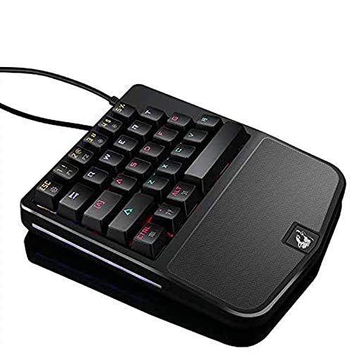 JUNENTER 片手用メカニカルキーボード 有線ゲーミングキーボード 28キー LEDバックライト ブルースイッチ 人間工学に基づいたリストストラップ PC ノートパソコン用