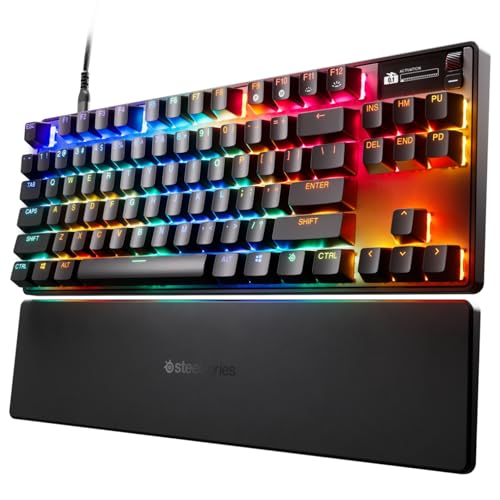 SteelSeries ラピッドタップ ラピッドトリガー ゲーミングキーボード テンキーレス 有線 英語配列 防音設計 磁気ホール効果センサー OmniPointスイッチ 有機ELディスプレイ搭載 Apex Pro TKL Gen 3 - US ブラック 64740