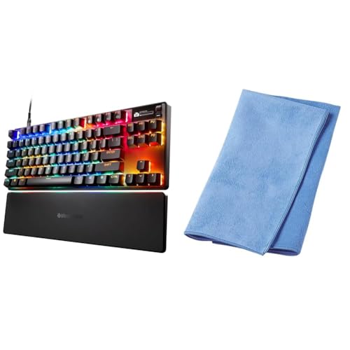 steelseries 【公式セット品】SteelSeries ラピッドタップ ラピッドトリガー ゲーミングキーボード テンキーレス 有線 英語配列 防音設計 磁気ホール効果センサー OmniPointスイッチ 有機ELディスプレイ搭載 Apex Pro TKL Gen 3 - US ブラック 64740 サンワサプライ クリーニングクロス