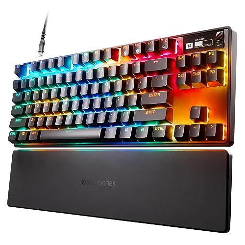 steelseries Apex Pro TKL USB メカニカルゲーミングキーボード – 世界で最も速い機械スイッチ-有機ELのスマートな表示-コンパクトなフォームファクター-バックライトRGB