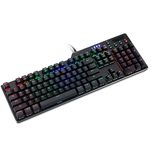 JUNENTER USB有線RGBバックライトゲーミングキーボード、マルチメディアノブ付きコンピューターメカニカルキーパッド、オフィス/自宅/学校用