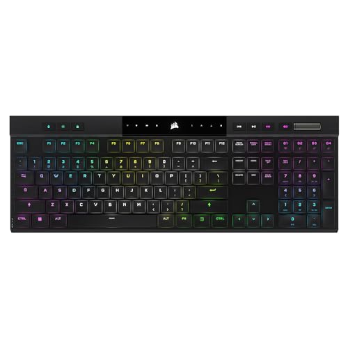 CORSAIR K100 AIR Wireless RGB Mechanical Gaming Keyboard - Ultra-Thin, Sub-1ms Slipstream, Low-Latency Bluetooth, MX Ultra Low Profile Keyswitches - NA Layout, QWERTY - Black CH-913A01U-NA