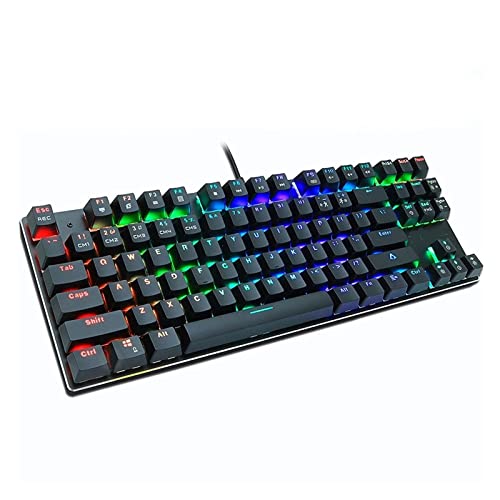 JUNENTER キーボード コンピューターアクセサリー ゲーミングメカニカルキーボード ブルーレッドスイッチ USB RGB/Mix バックライト付き有線キーボード 87/104 アンチゴースト ゲーム ノートパソコン PC用