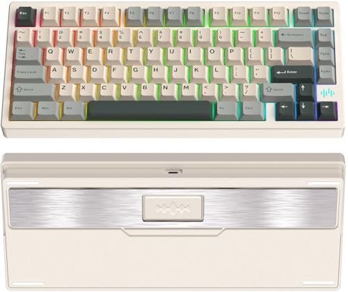 KEEBMONKEY PMO Wave 75 CNC アルミニウム クイックリリース トライモード ワイヤレス ゲーミングキーボード QMK/VIA トライモード メカニカルキーボード 8000mAhバッテリー付き RGBホットスワップ可能 Windows/Mac/PC用 (プロホワイト)