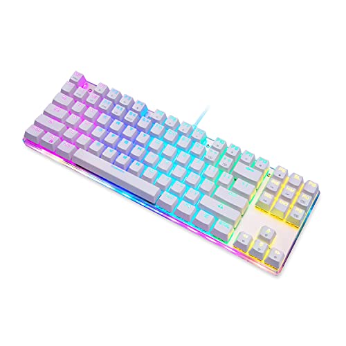 ZGFUSVFD メカニカルキーボード レッド ブルー スイッチ 87 キー バックライト メカニカル ゲーミング ゲーミング キーボード PC/Mac ゲーマー用、Typist (カラー: ホワイト) SJCJ-20240617-9