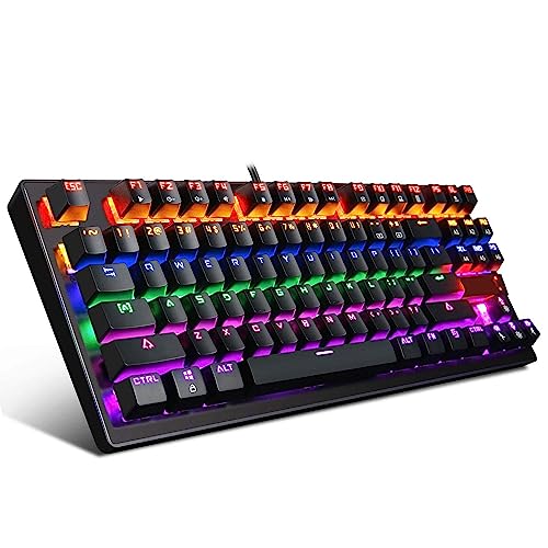 flexman Mokochy USB 有線 ゲーミング メカニカル キーボード RGB MK1 87Keys 小型 コンパクト レインボー マルチカラー バックライト 人間工学デザイン ゲーミングキーボード PC ノートパソコン Mac Windows用 MK1-Black