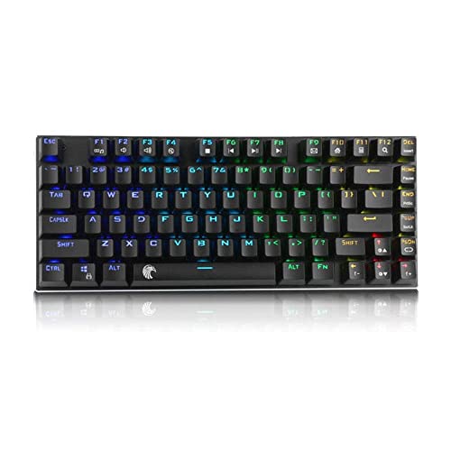 JUNENTER メカニカルキーボード キーボード Outemu ブルースイッチ 81 キー NKRO USB 有線 RGB バックライト ゲーミングキーボード PC/ゲーマー、タイピスト用 (色 : ブラック、サイズ : ワンサイズ)