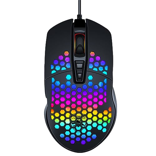 Zynphancer 有線ゲーミングマウス – 中空デザイン、4段階DPI調整、人間工学形状、滑り止め耐摩耗設計 (11X4.5CM,ブラック) FNK8HFY4078F-21