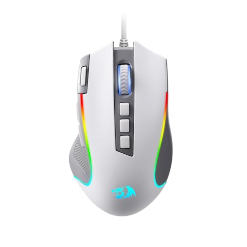 Redragon (レッドラゴン) M612 RGB ゲーミングマウス 8000 DPI 有線光学式マウス 9つのプログラム可能なボタン&5つのバックライトモード付き ソフトウェア DIYキーバインド 高速発射ボタン グレー/ホワイト