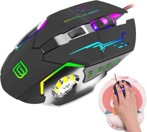 Lukeyarm 2 Pcs メカニカル ゲーミング マウス - LED ライト付きポータブル有線 PC ゲーミング マウス | コンピュータ ラップトップ PC 用の軽量プログラミング マウス CJP01-250430