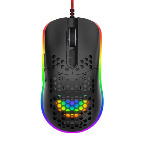 RaceGT RGB ゲーミングマウス 超軽量 ハニカムシェル LED 軽量 滑らかなグライド PTFE フィート 6段階 調節可能 DPI 最大8000 DPI Windows PC Mac ノートパソコン ゲーマー用 GM100