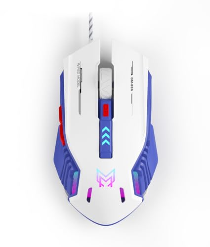 Keesany 有線ゲーミングマウス ホワイト GM88A-White Blue