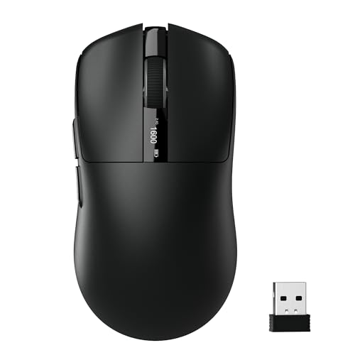 Keymatic (キーマチック) 24000DPI ワイヤレスゲーミングマウス - 62g 超軽量 トライモード Bluetooth/2.4G 充電式 LCD画面 & プログラム可能なウェブドライバー デュアルバッテリー電源システム PC Mac ノートパソコン タブレット用 Bt5-2.4g-dual