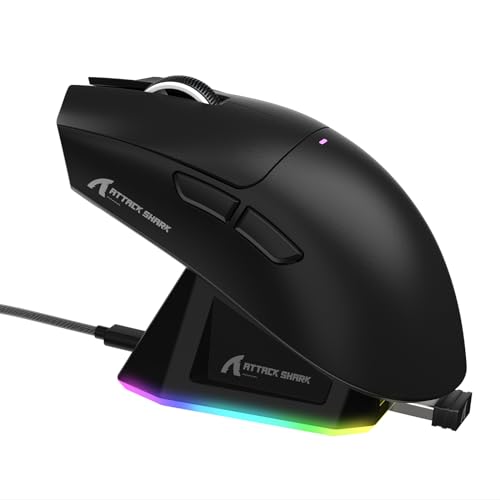 ATTACK SHARK MAMBASNAKE×ATTACK SHARK X11 超軽量ゲーミングマウス 60g RGBマグネット充電スタンド 3モード接続 2.4Ghz/Bluetooth/Type-C ダブルBluetoothチャンネル 6レベルDPI切替 PAW3311センサー HUANOスイッチ Broadcomコントローラー 省エネ 人間工学デザイン レッド（ステッカー付き）