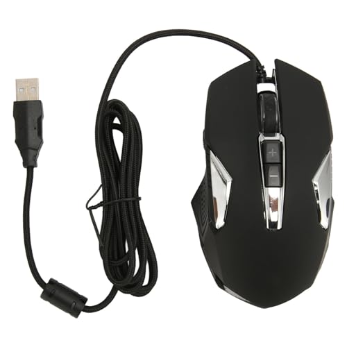 HUQIDAO ゲーミングマウス 有線、人間工学に基づいたゲーマー ラップトップ PC USB 光学式コンピュータ マウス、RGB バックライト付き、7200 DPI 調整可能、USB ゲーマー マウス コンピュータ ラップトップ PC (黒)