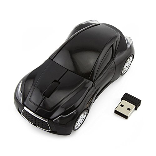 SHARE SUNSHINE スポーツカー型マウス 2.4GHz ワイヤレス 光学式 ゲーミングマウス 3ボタン DPI 1600 マウス PC ノートパソコン コンピューター用 (ブラック) Mouse0007-Black