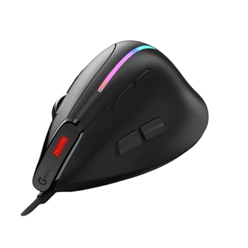 Supercap 有線垂直ゲーミングマウス | RGB 9ボタン 6段階感度調整可能 12800 DPI | 人間工学に基づいたデザイン USB LED 光学式マウス コンピューター用