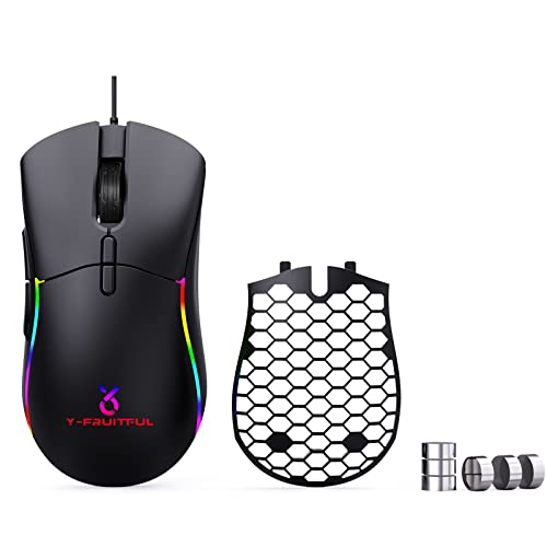 JieruiDeng 有線ゲーミングマウス USBコード付き セルラーコンピュータマウス RGB バックライト付きゲーミングマウス 人間工学的 12000DPI PC ノートパソコン用