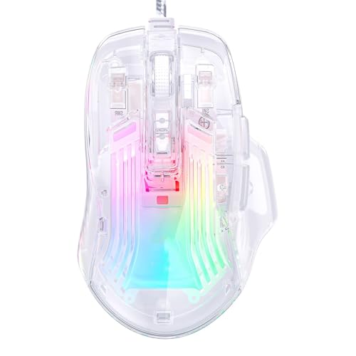BEROZA コード付きゲーミングマウス LED RGBバックライト 6段階調節可能 12800DPI 7つのプログラム可能なボタン 人間工学的USBマウス ゲーマー向け多機能ホイール JP384250117