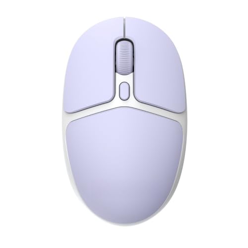BinZyronic ゲーミングコードレスマウス プラグアンドプレイ マイクロUSBレシバーコンパクトポータブル 3段階DPI切替 長時間バッテリー 自動スリープ機能 低騒音設計 ホワイト 薄型デザイン ラップトップPC向け (パープル)