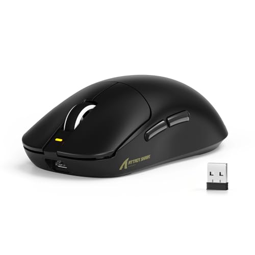 ATTACK SHARK X8SE ゲーミングマウス 3モード接続 2.4G Bluetooth USB-C有線 BK52820チップ PAW3311センサー 超軽59g 高精度 高感度 低遅延 最大25000DPI 調整可能 8000万スイッチ寿命 40G加速度 500mAhバッテリー ゲーミング用 中大手ゲーマー向け 人体工学 技適認証済み PC/Mac対応(ブラック)