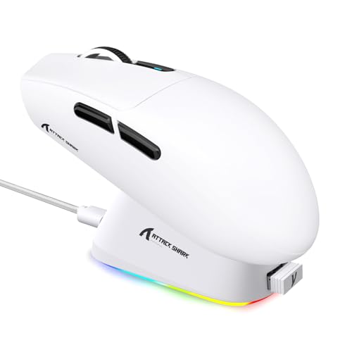 MAMBASNAKE × ATTACK SHARK G3 PRO 無線 ゲーミングマウス RGB磁気充電ドック BK52820MCU 59g 白B