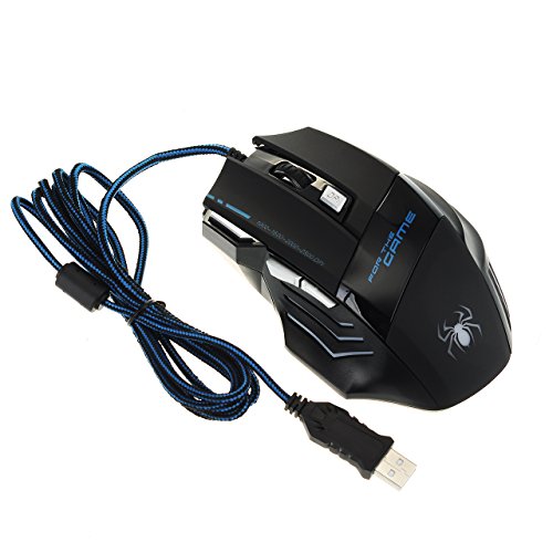 Zhizhu ゲームマウス、7プログラム可能ボタン、最大6000 DPI、7色オプションUSB有線ゲームマウスプロフェッショナルマウスfor Gamer CA53B-ZB