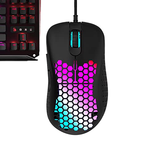 KJOET コード付き マウス - コンピューター マウス ハニカム 2400 dpi,ウィンドウ PC およびラップトップ ゲーマー向けの高精度センサーを備えたコンピュータ マウス MH27115